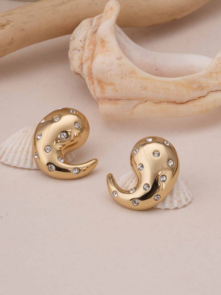 Golden Spark Paisley Earrings For Womens - Waterproof & Anti-Tarnish : SSWER0556