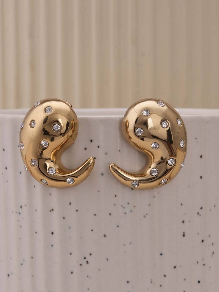 Golden Spark Paisley Earrings For Womens - Waterproof & Anti-Tarnish : SSWER0556