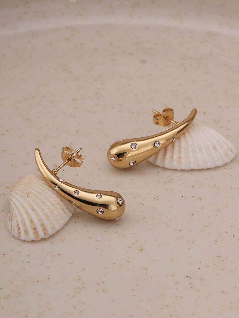 Golden Drizzle Crystal Earrings For Womens - Waterproof & Anti-Tarnish : SSWER0557