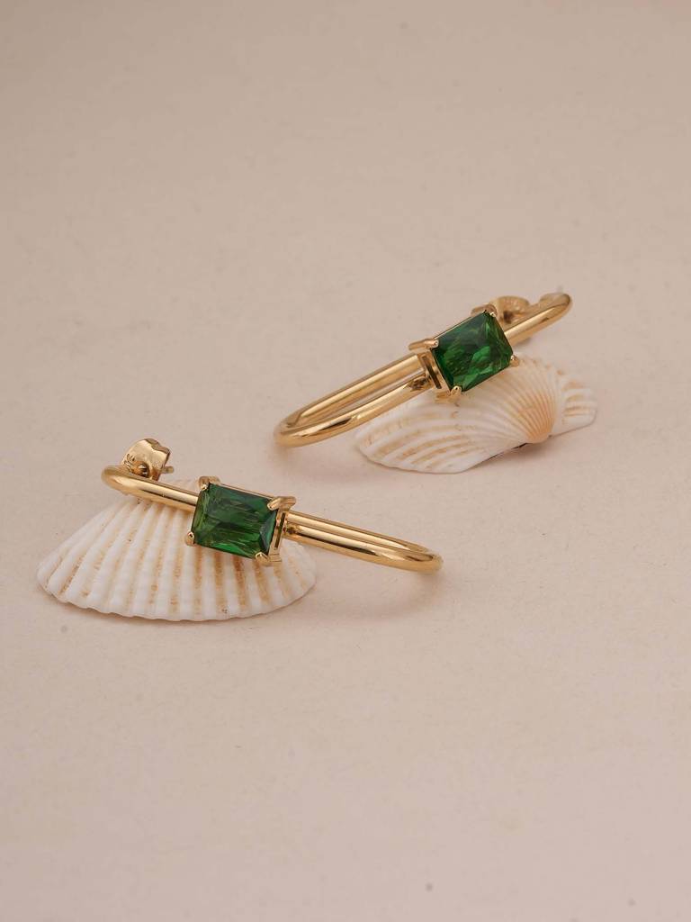 Emerald Twist Geometric Earrings For Womens - Waterproof & Anti-Tarnish : SSWER0558