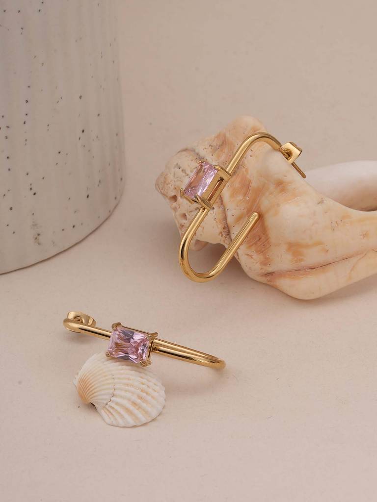 Crystal Loop Geometric Earrings For Womens - Waterproof & Anti-Tarnish : SSWER0559