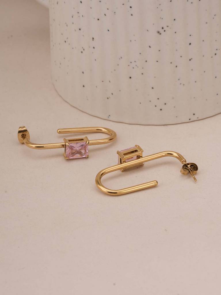 Crystal Loop Geometric Earrings For Womens - Waterproof & Anti-Tarnish : SSWER0559
