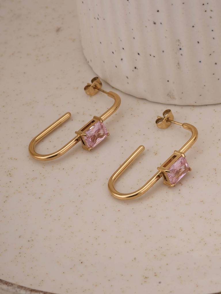Crystal Loop Geometric Earrings For Womens - Waterproof & Anti-Tarnish : SSWER0559