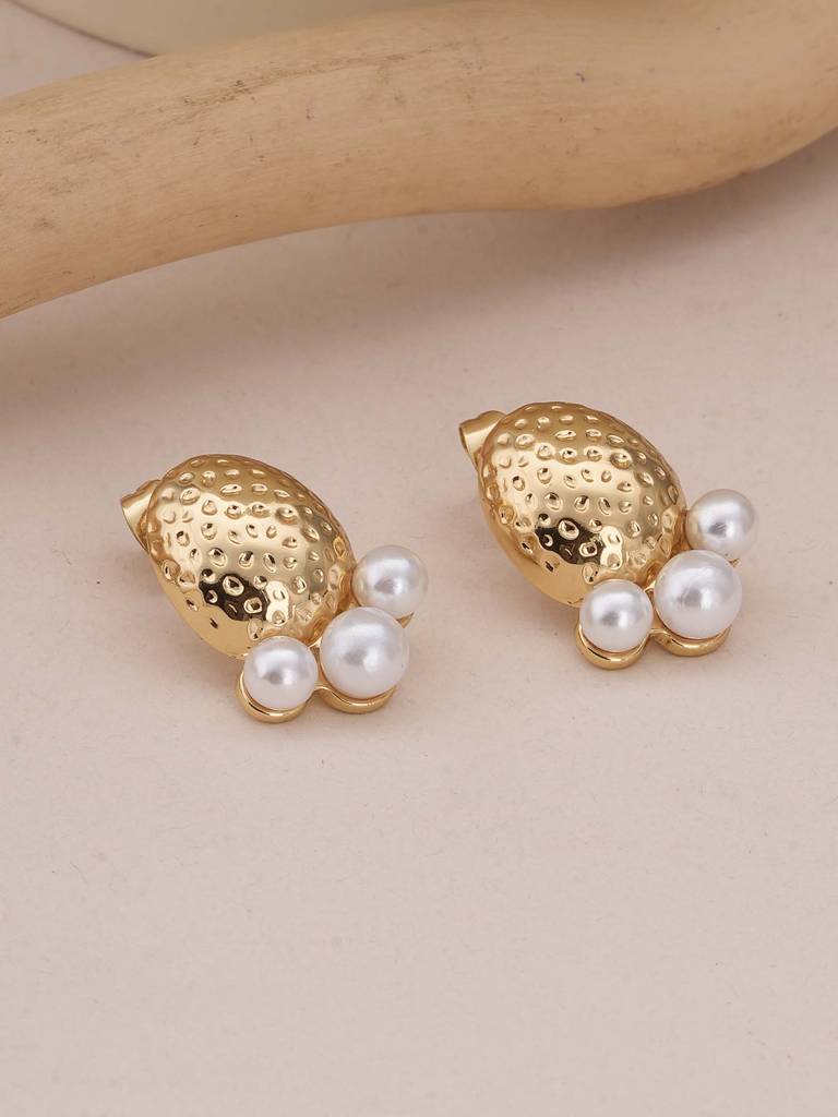 Golden Pine Pearl Drops For Womens - Waterproof & Anti-Tarnish : SSWER0570