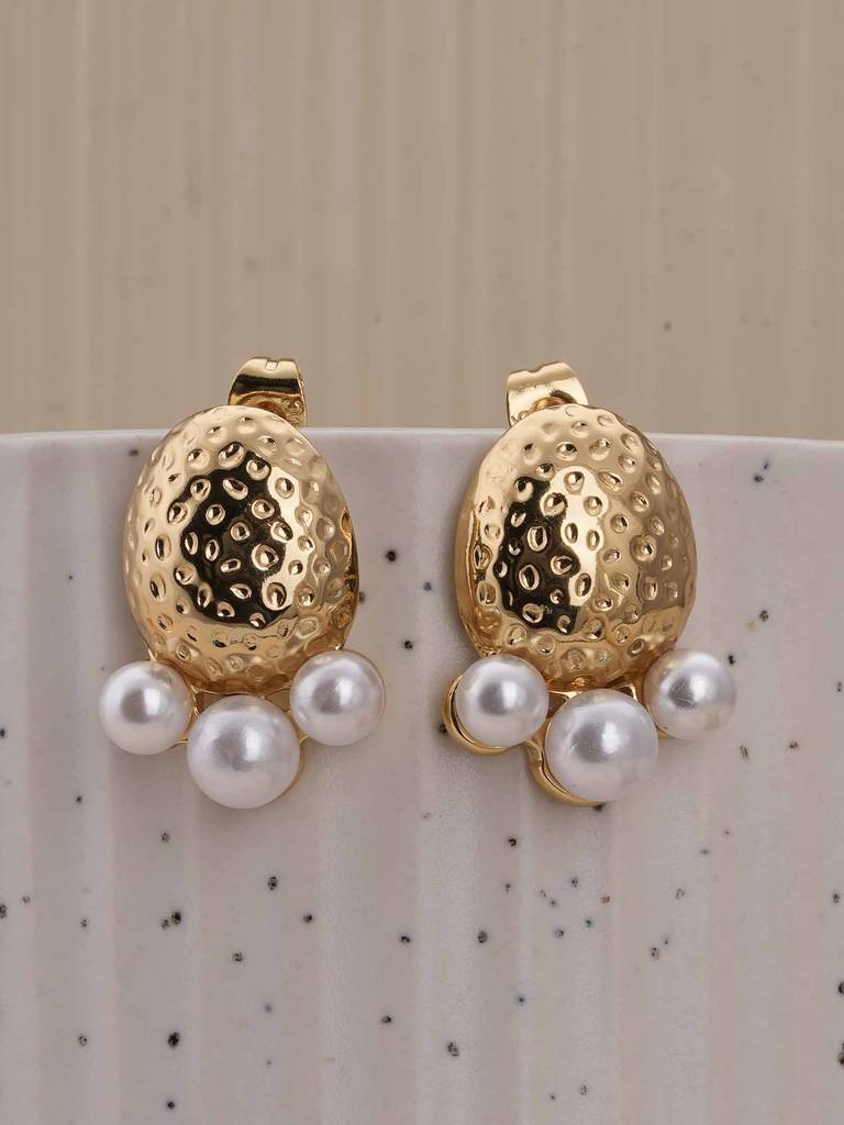 Golden Pine Pearl Drops For Womens - Waterproof & Anti-Tarnish : SSWER0570
