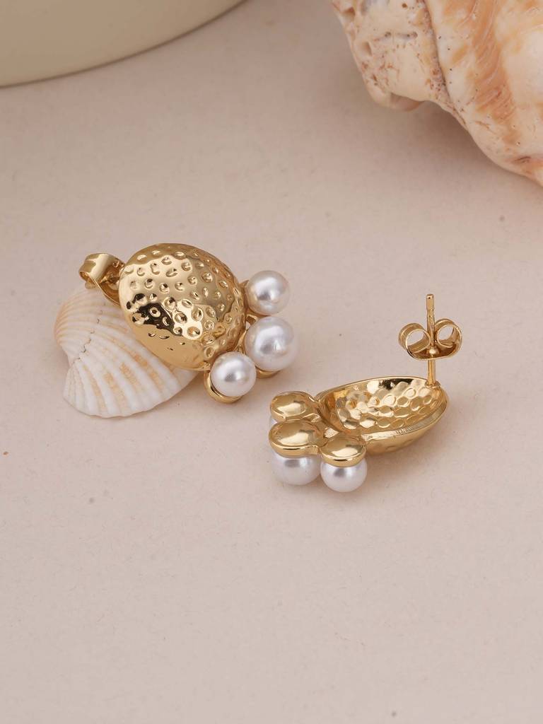Golden Pine Pearl Drops For Womens - Waterproof & Anti-Tarnish : SSWER0570