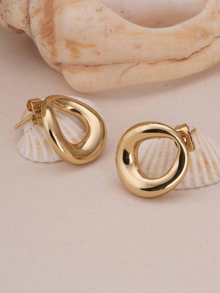 Golden Twist Studs For Womens - Waterproof & Anti-Tarnish : SSWER0571