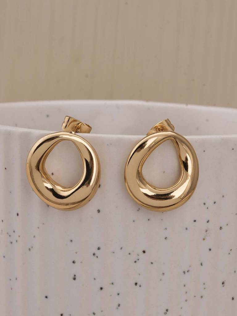 Golden Twist Studs For Womens - Waterproof & Anti-Tarnish : SSWER0571