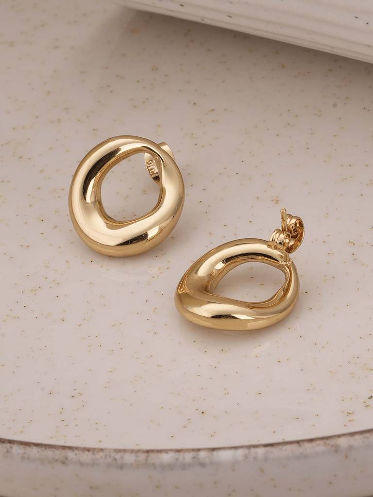 Golden Twist Studs For Womens - Waterproof & Anti-Tarnish : SSWER0571