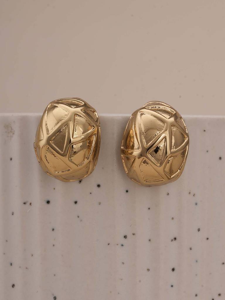 Modern Gold Dome Earrings For Womens - Waterproof & Anti-Tarnish : SSWER0577