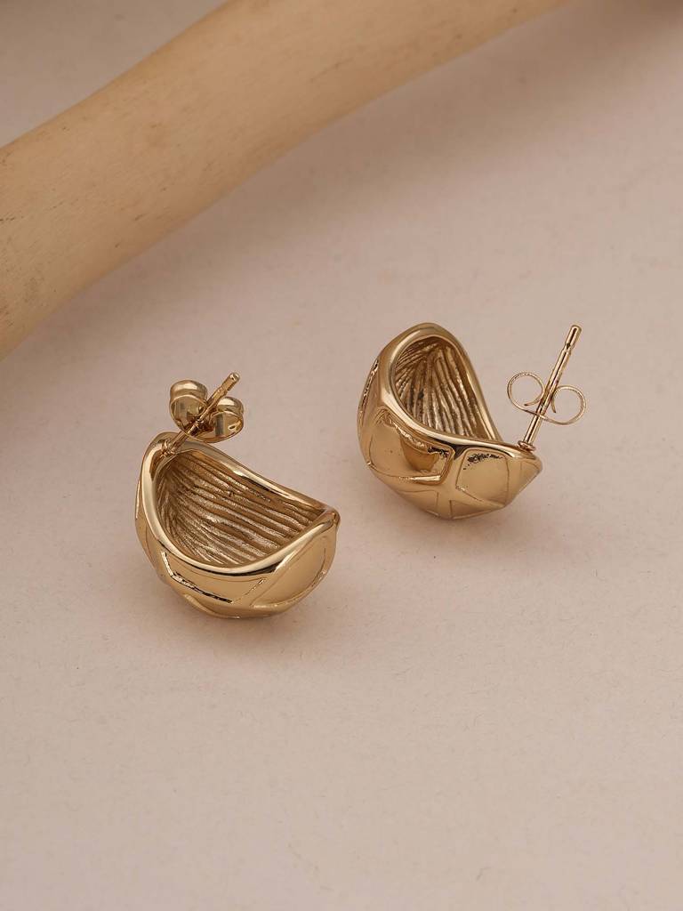 Modern Gold Dome Earrings For Womens - Waterproof & Anti-Tarnish : SSWER0577