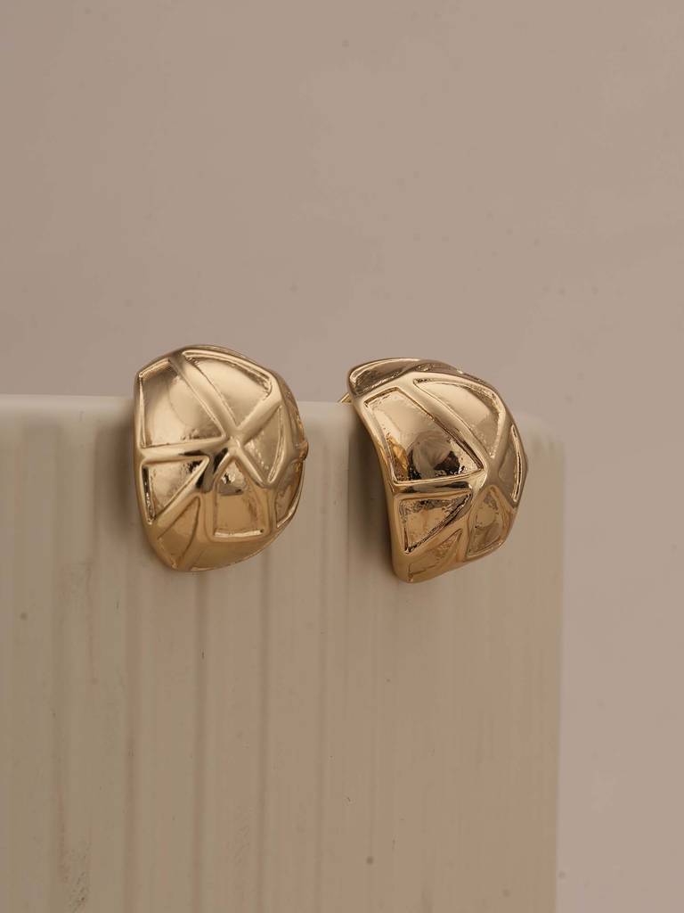 Modern Gold Dome Earrings For Womens - Waterproof & Anti-Tarnish : SSWER0577