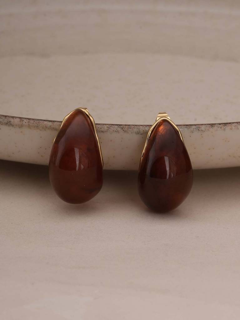 Cherry Red Teardrop Studs For Womens - Waterproof & Anti-Tarnish : SSWER0579