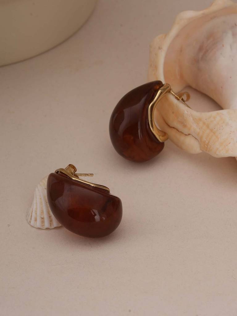 Cherry Red Teardrop Studs For Womens - Waterproof & Anti-Tarnish : SSWER0579