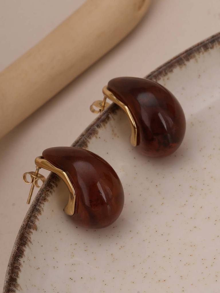 Cherry Red Teardrop Studs For Womens - Waterproof & Anti-Tarnish : SSWER0579