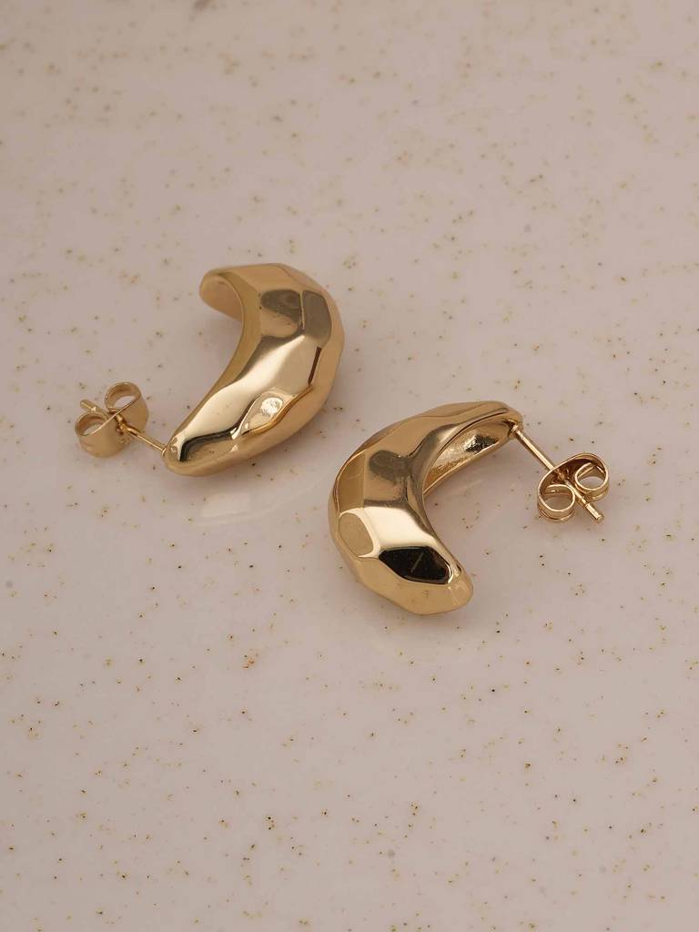 Lunar Gold Crescent Earrings For Womens - Waterproof & Anti-Tarnish : SSWER0580
