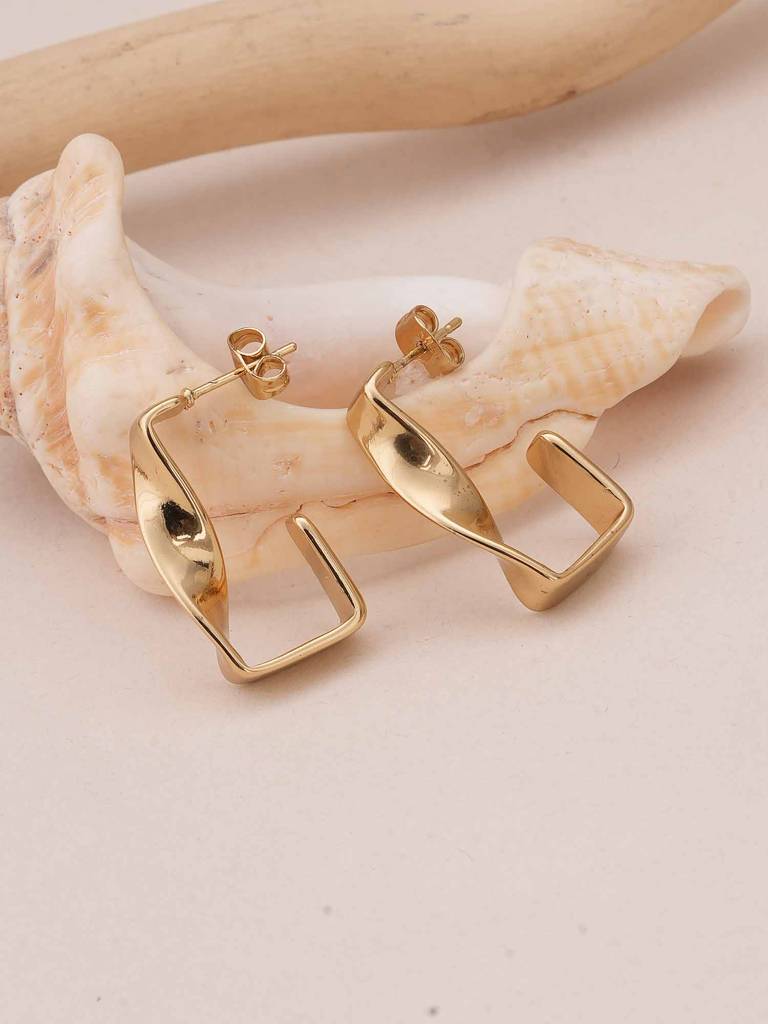 Twisted Gold Hoop Earrings For Womens - Waterproof & Anti-Tarnish : SSWER0585