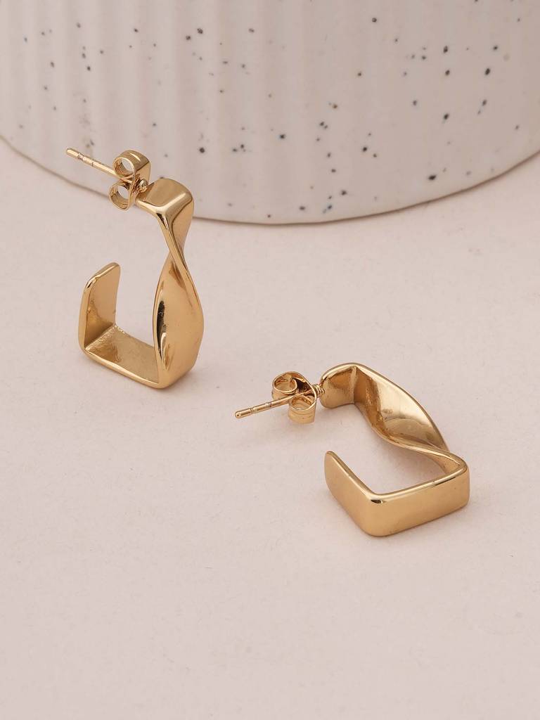 Twisted Gold Hoop Earrings For Womens - Waterproof & Anti-Tarnish : SSWER0585