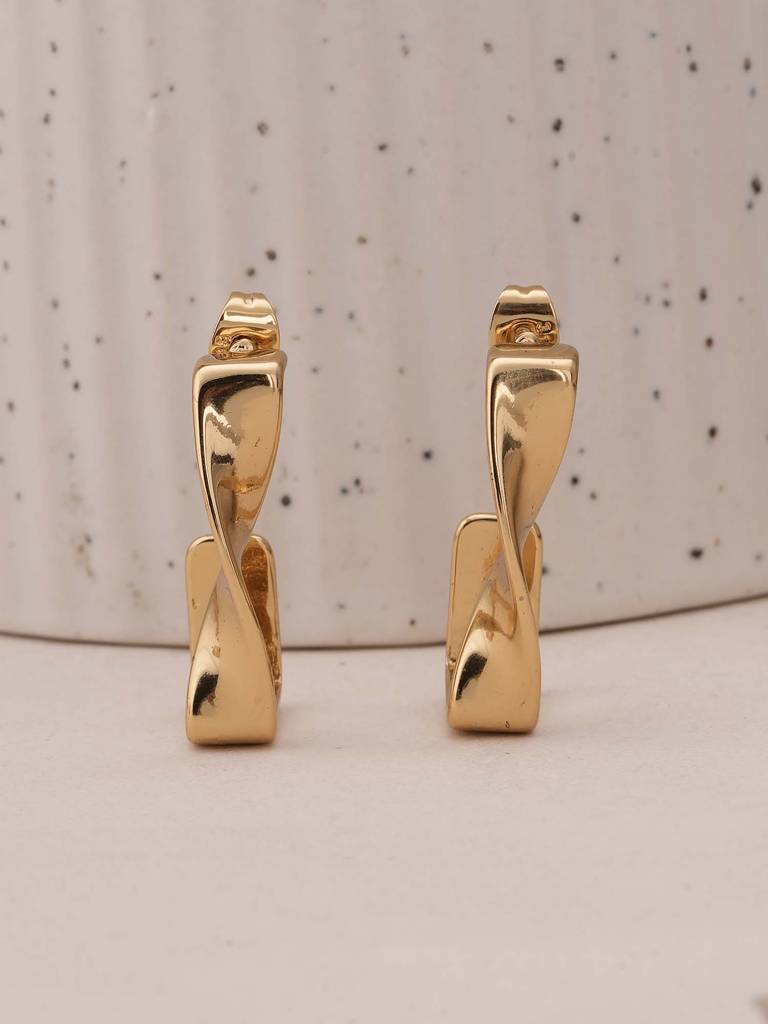 Twisted Gold Hoop Earrings For Womens - Waterproof & Anti-Tarnish : SSWER0585
