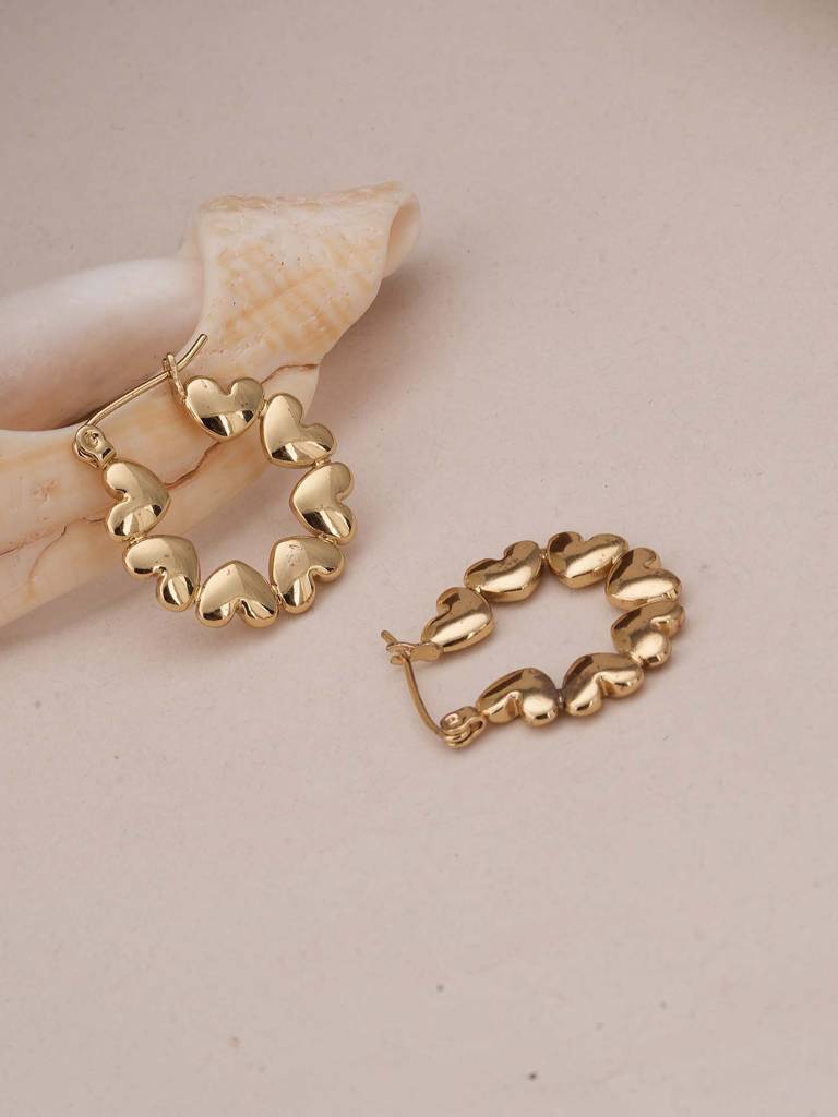 Heart Link Hoop Earrings For Womens - Waterproof & Anti-Tarnish : SSWER0587