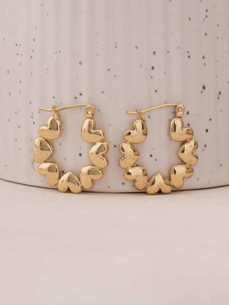 Heart Link Hoop Earrings For Womens - Waterproof & Anti-Tarnish : SSWER0587