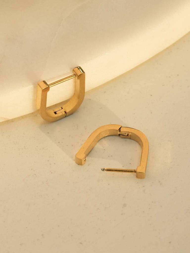 U-Shaped Hoop Earrings For Womens - Waterproof & Anti-Tarnish : SSWER0590