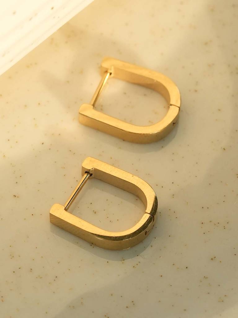 U-Shaped Hoop Earrings For Womens - Waterproof & Anti-Tarnish : SSWER0590