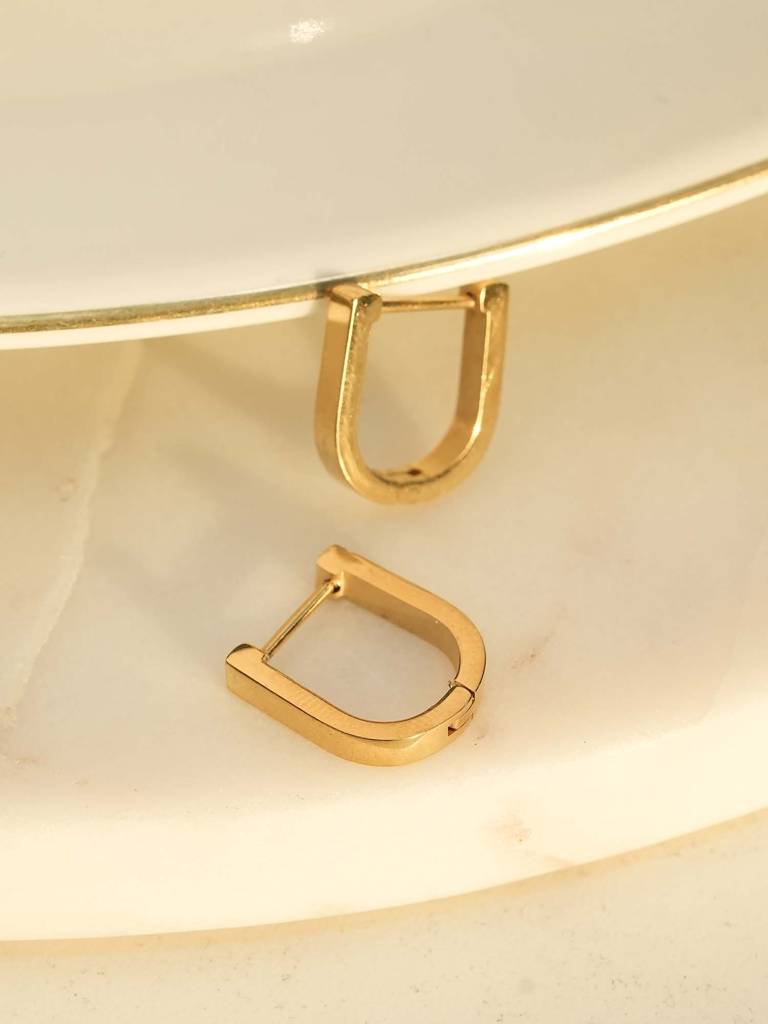 U-Shaped Hoop Earrings For Womens - Waterproof & Anti-Tarnish : SSWER0590