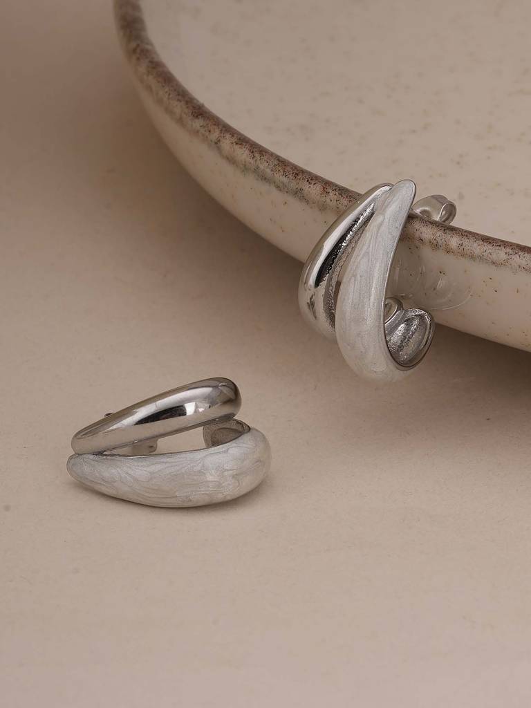 Two-Tone Stud Earrings For Womens - Waterproof & Anti-Tarnish : SSWER0594
