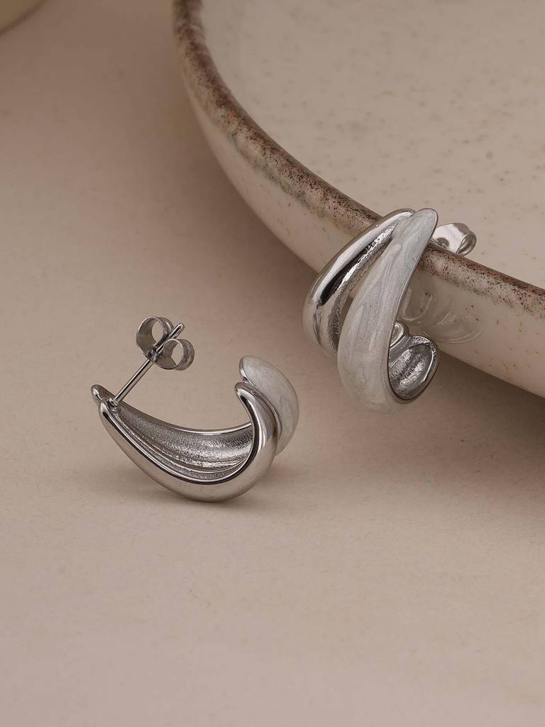 Two-Tone Stud Earrings For Womens - Waterproof & Anti-Tarnish : SSWER0594