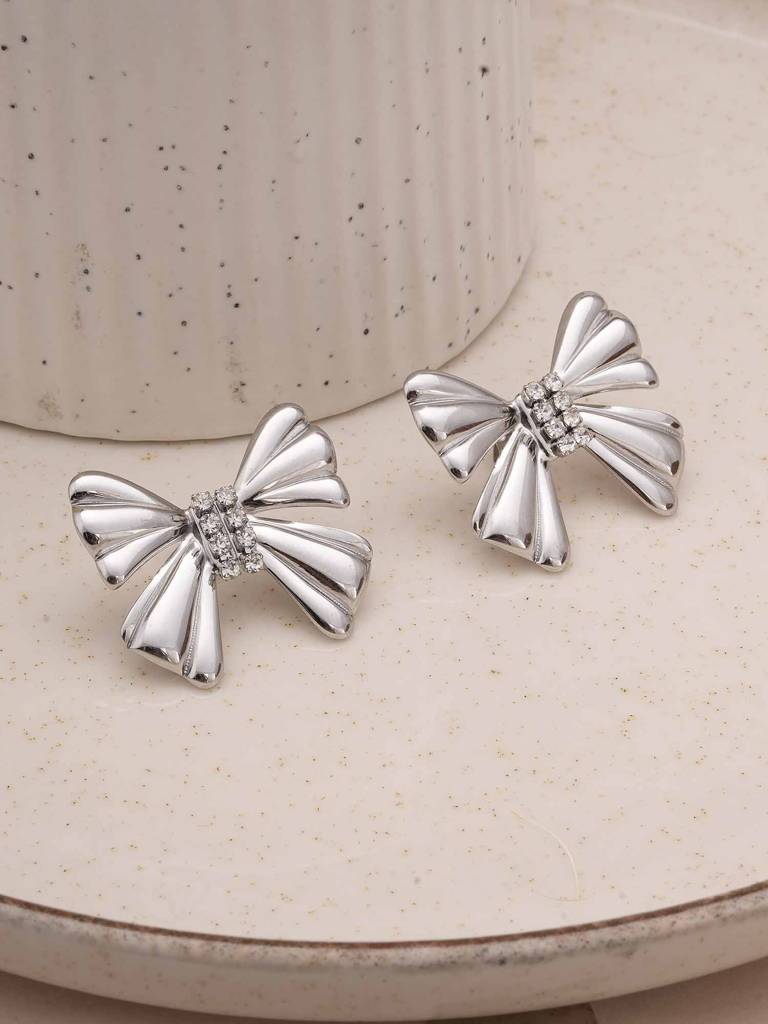 Sparkly Bow Earrings For Womens - Waterproof & Anti-Tarnish : SSWER0596