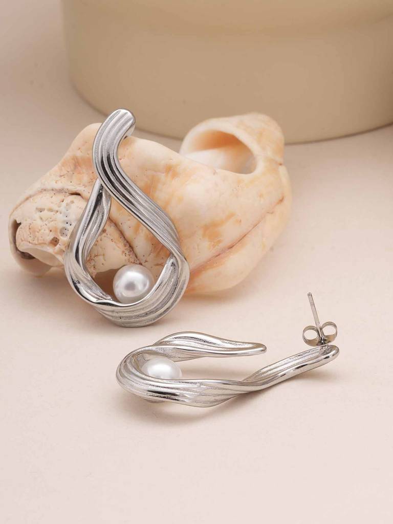 Single Pearl Silver Earrings For Womens - Waterproof & Anti-Tarnish : SSWER0597