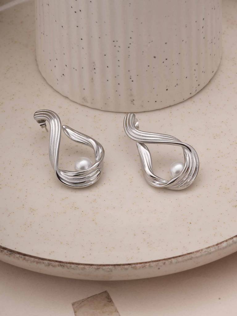 Single Pearl Silver Earrings For Womens - Waterproof & Anti-Tarnish : SSWER0597
