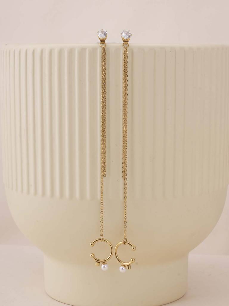 Diamond Stud & Cuff Chain Earrings For Womens - Waterproof & Anti-Tarnish : SSWER0601