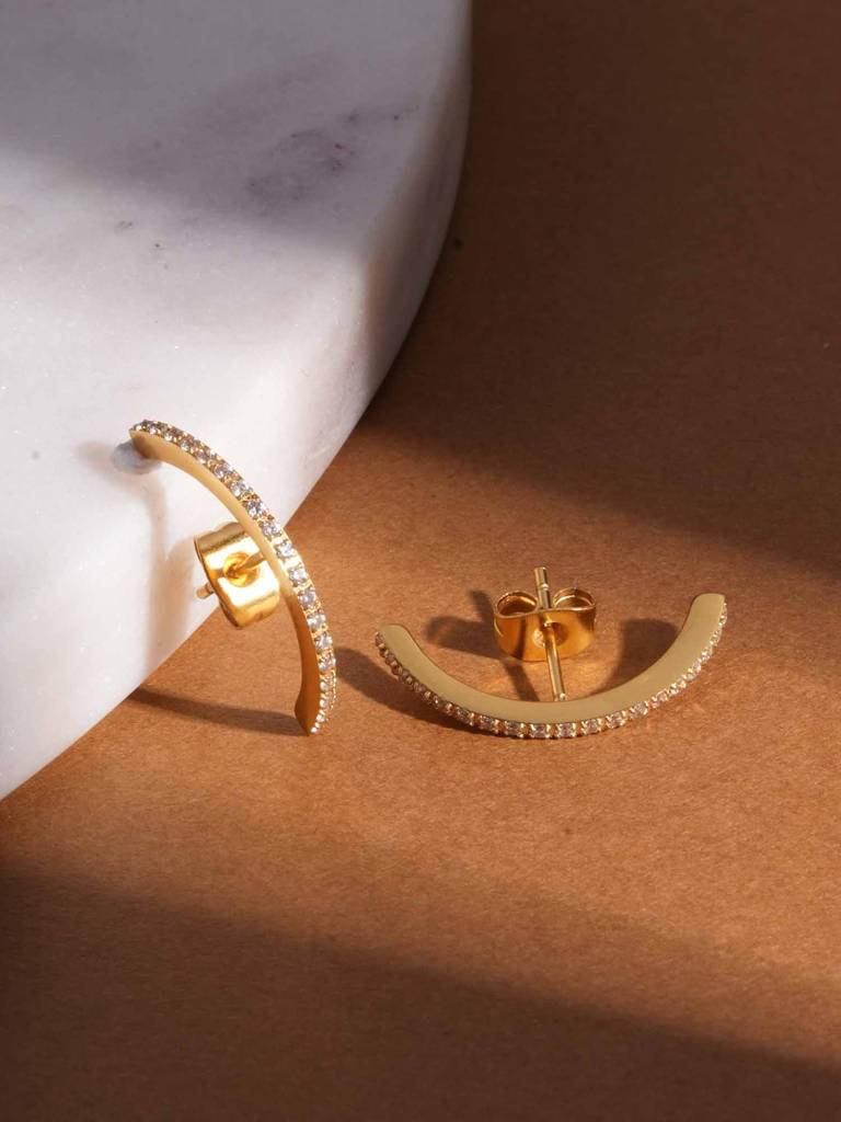 Moon Diamond Stud Earrings For Womens - Waterproof & Anti-Tarnish : SSWER0603