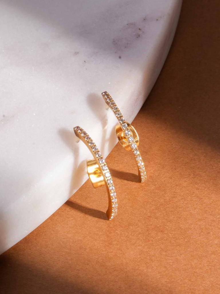 Moon Diamond Stud Earrings For Womens - Waterproof & Anti-Tarnish : SSWER0603
