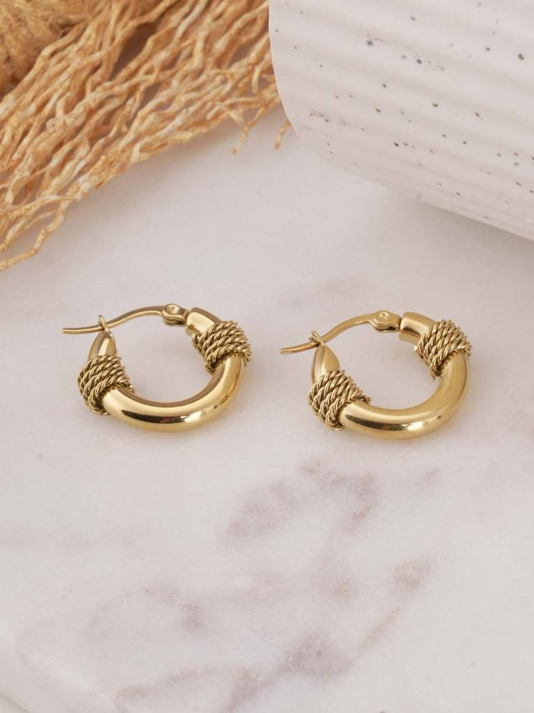 Gold Tyre Hoop Earrings For Womens - Waterproof & Anti-Tarnish : SSWER0607