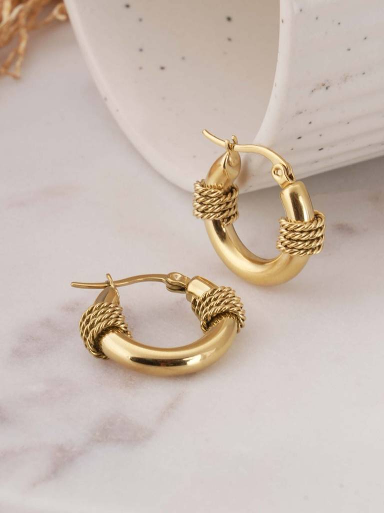 Gold Tyre Hoop Earrings For Womens - Waterproof & Anti-Tarnish : SSWER0607