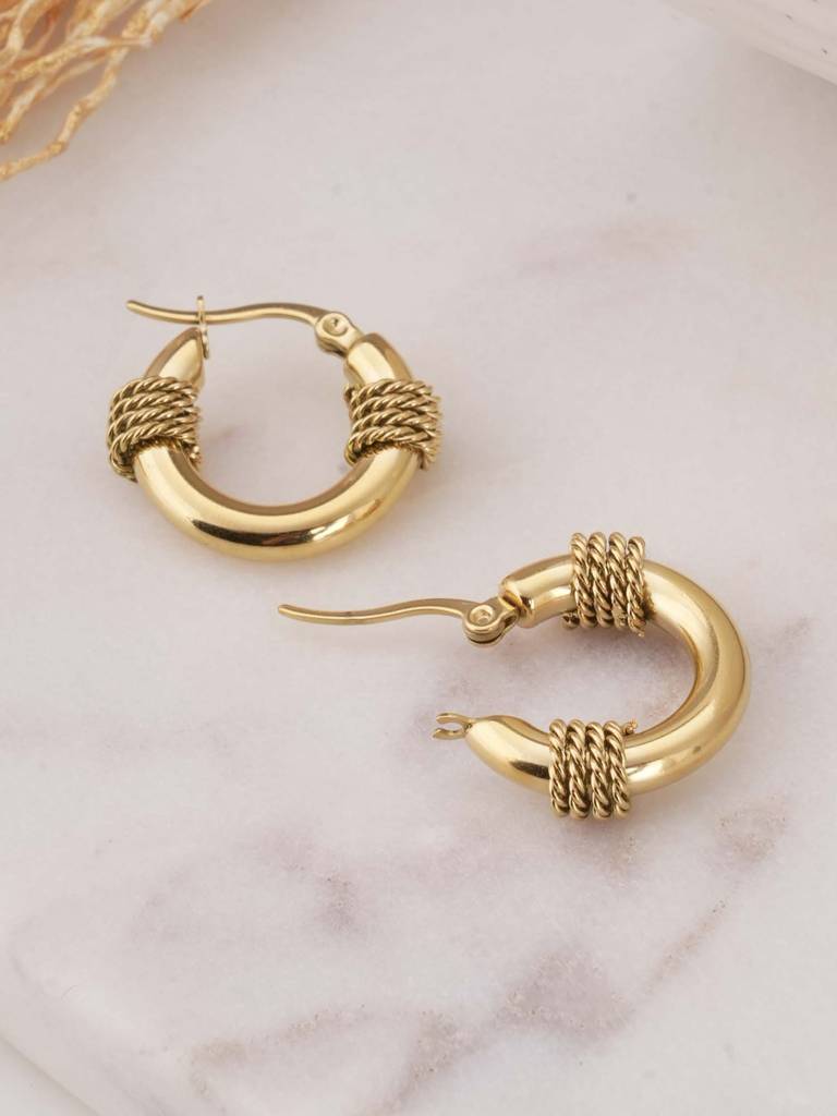 Gold Tyre Hoop Earrings For Womens - Waterproof & Anti-Tarnish : SSWER0607