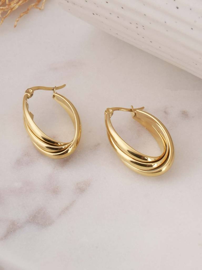 Elegant Oval Hoop Earrings For Womens - Waterproof & Anti-Tarnish : SSWER0615