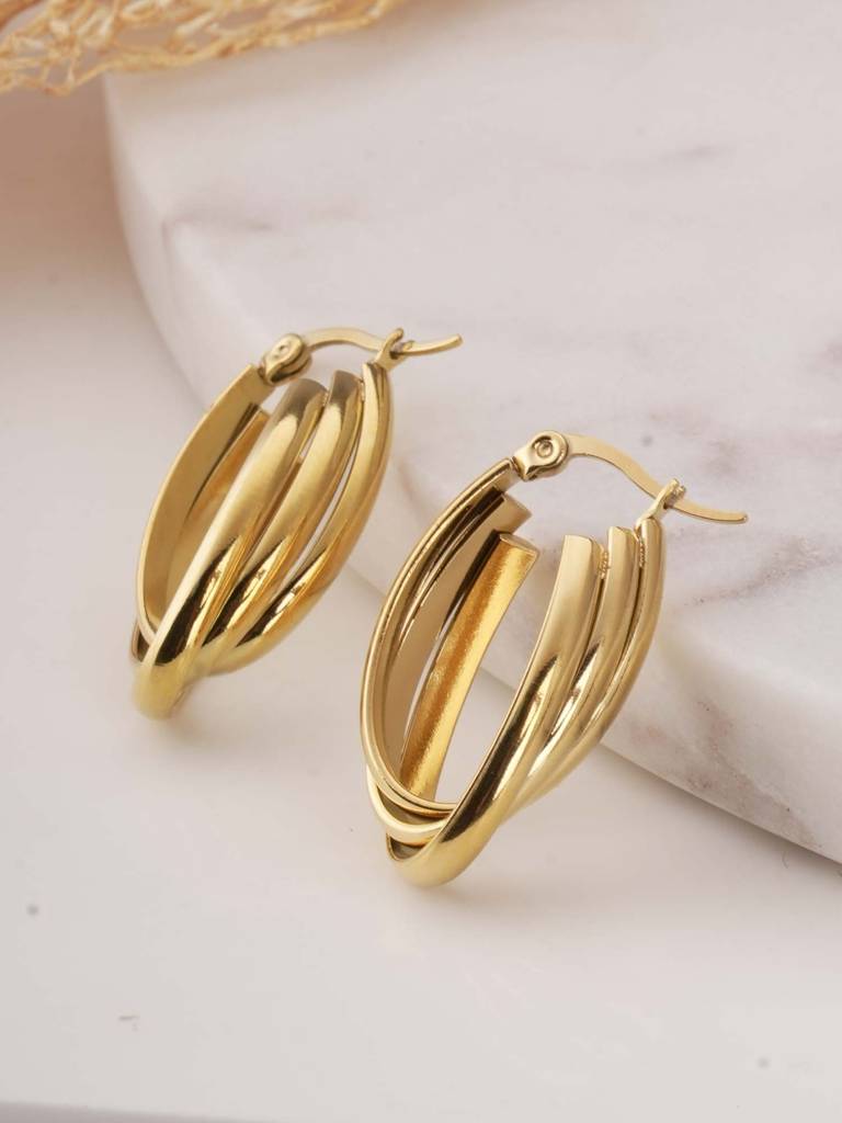 Elegant Oval Hoop Earrings For Womens - Waterproof & Anti-Tarnish : SSWER0615