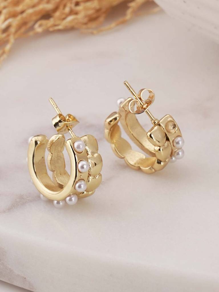 Pearl C Hoop Earrings For Womens - Waterproof & Anti-Tarnish : SSWER0617