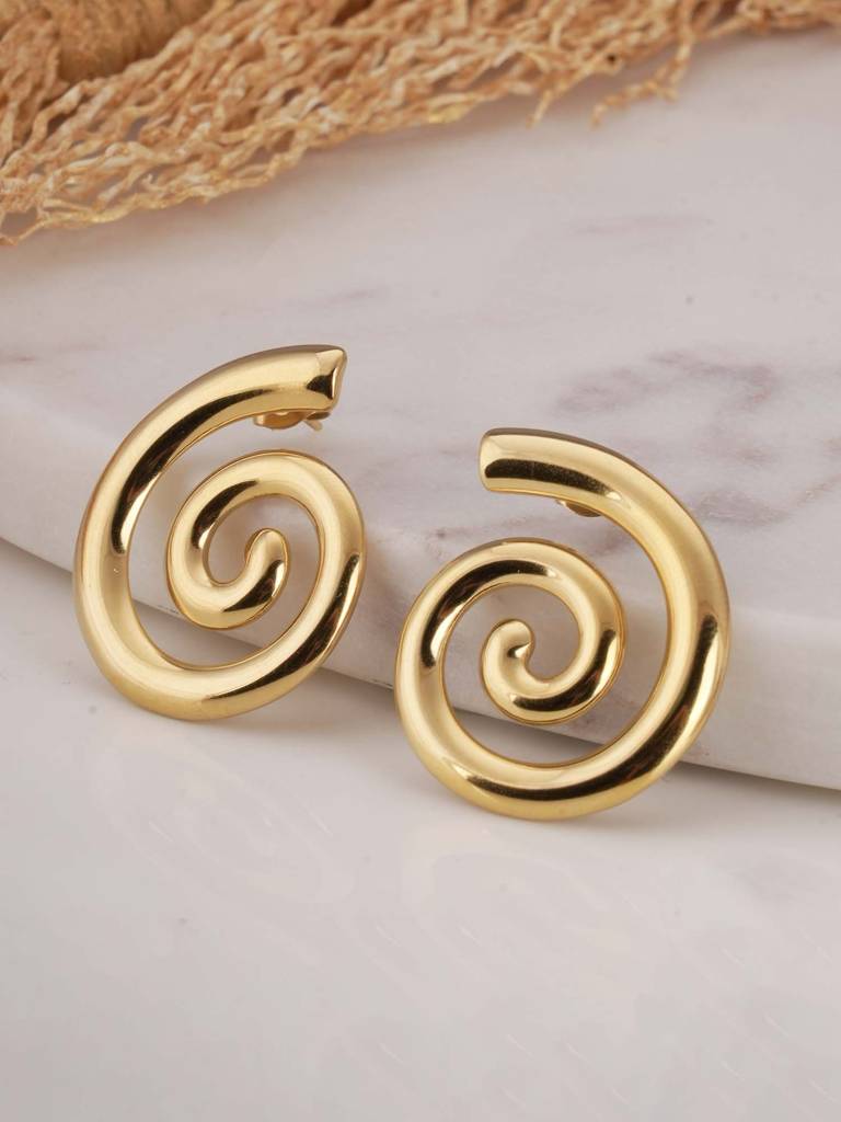 Trendy Sprial Stud Earrings For Womens - Waterproof & Anti-Tarnish : SSWER0623
