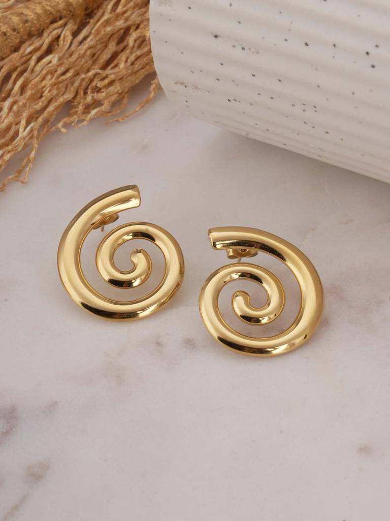 Trendy Sprial Stud Earrings For Womens - Waterproof & Anti-Tarnish : SSWER0623