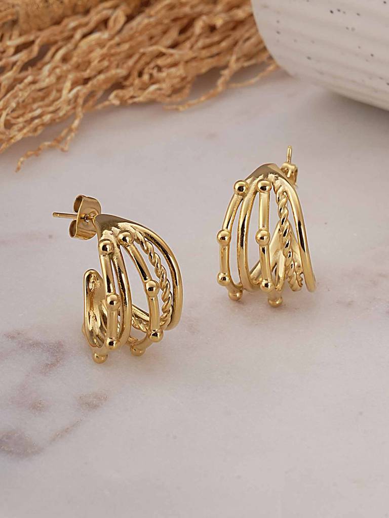 Intricate Multi Hoop Earrings For Womens - Waterproof & Anti-Tarnish : SSWER0634