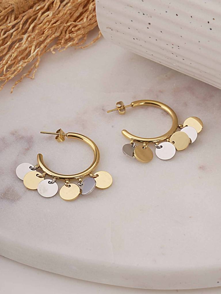 Heart Coin Hoop Earrings For Women : SSWER0637