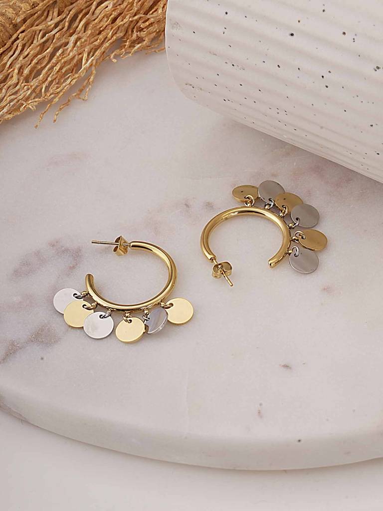 Heart Coin Hoop Earrings For Women : SSWER0637