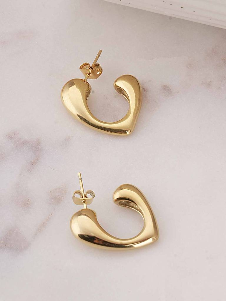 Open Heart Hoop Earrings For Women : SSWER0641