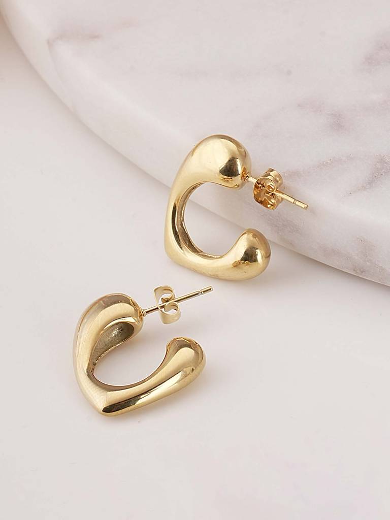 Open Heart Hoop Earrings For Women : SSWER0641