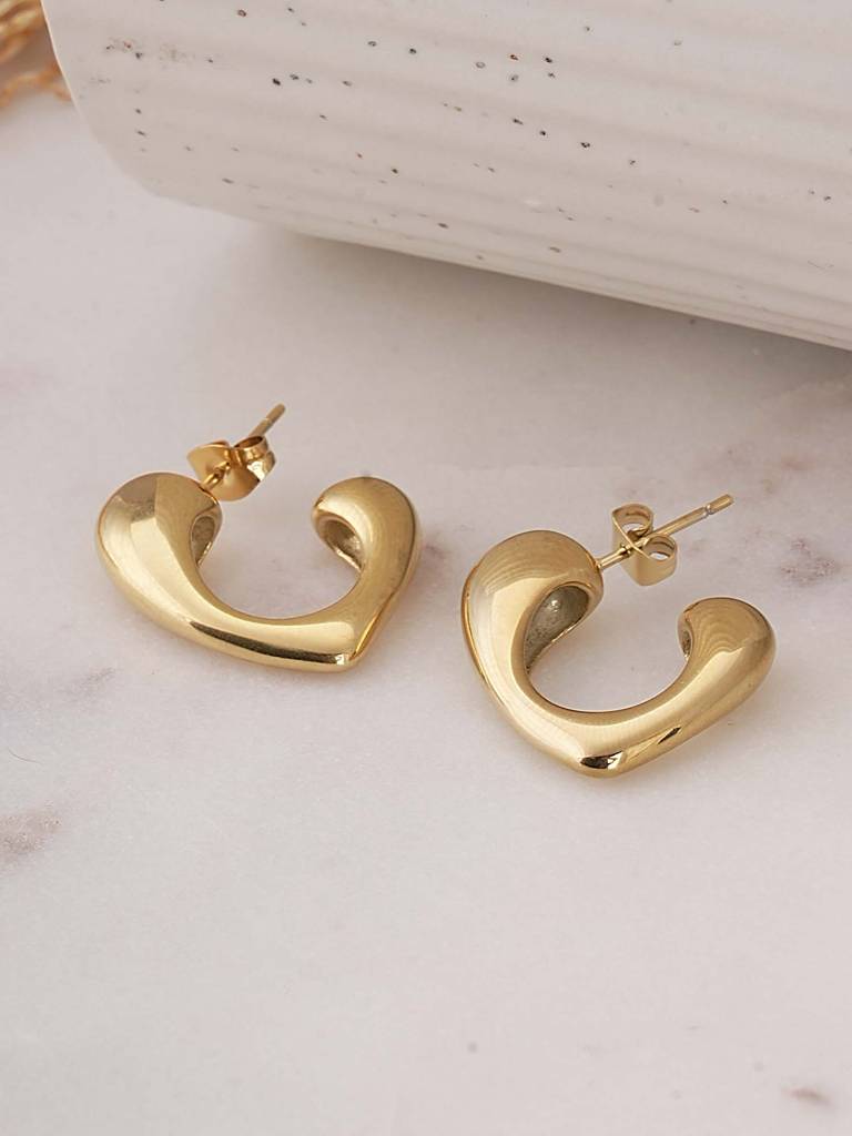 Open Heart Hoop Earrings For Women : SSWER0641